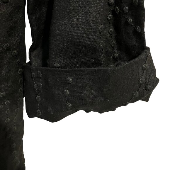 Jones New York Signature Black Linen Textured Shirt (Petite P/M) - Picture 4 of 10